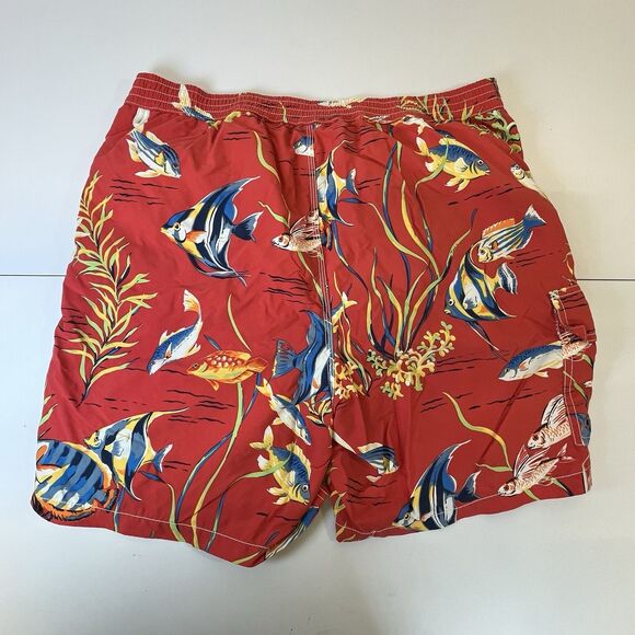 Polo‎ Ralph Lauren Mens Orange Graphic Marlins Swim Trunks Board Shorts Sz Large - Picture 12 of 12